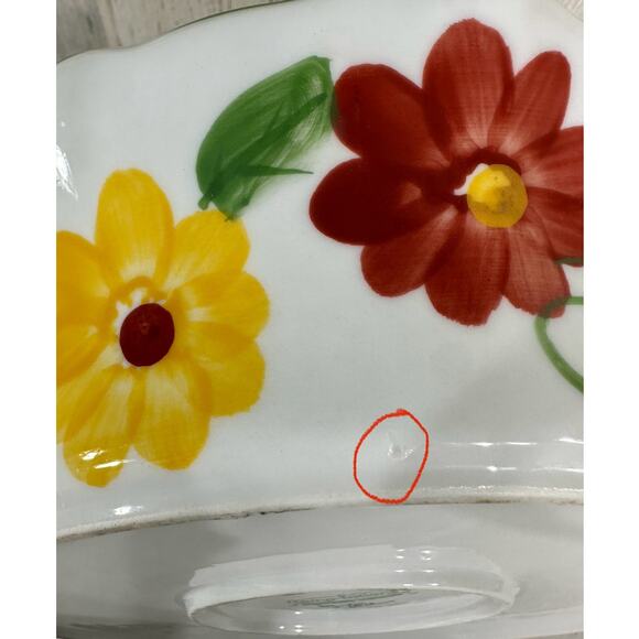 Temptations by Tara Floral Baking Dish Serving Bowl With Handles - Picture 8 of 8